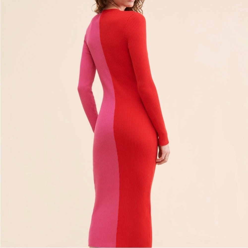 Juniper Blu Colorblock Ribbed Button Front Midi Dress - Picture 3 of 9